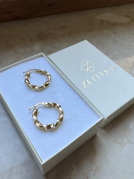 Złote kolczyki 585 KÓŁKA FALOWANE - miniatura 3