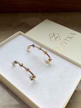 Złote kolczyki 585 KÓŁKA Z KULKAMI - miniatura 3