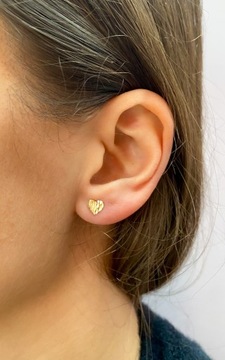 Złote kolczyki 333 SERCA DIAMENTOWANE - miniatura 4