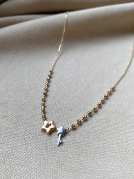 Złoty naszyjnik 585 KŁÓDKA Z KLUCZYKIEM - miniatura 3