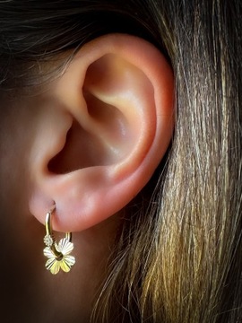 Złote kolczyki 585 OWALNE WISZĄCE - miniatura 2