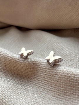 Złote kolczyki 585 MOTYLKI Z CYRKONIAMI - miniatura 1