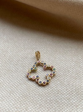 Złota zawieszka próba 585 KONICZYNKA KOLOROWA