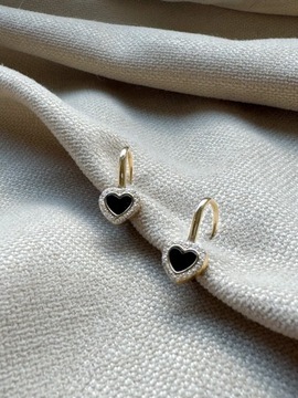 Złote kolczyki 585 SERDUSZKA Z CYRKONIAMI ZAPIĘCIE ANGIELSKIE - miniatura 1