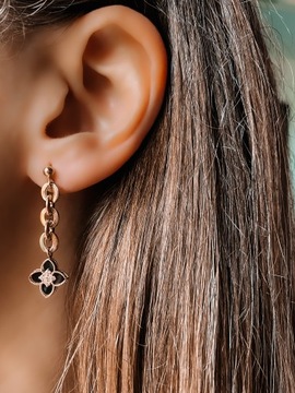 Złote kolczyki próba 585 WISZĄCE KWIATKI - miniatura 2