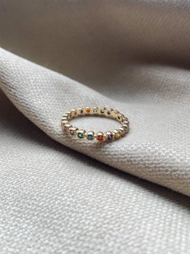 Złoty pierścionek 585 OBRĄCZKA KOLOROWA - miniatura 3