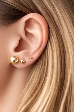 Złote kolczyki 585 KULKI DIAMENTOWANE - miniatura 2