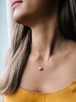 Złoty naszyjnik 585 MUSZELKA Z CYRKONIAMI - miniatura 3