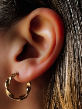 Złote kolczyki 585 KÓŁKA FALOWANE - miniatura 2