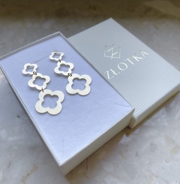 Złote kolczyki 585 WISZĄCE KWIATKI - miniatura 3