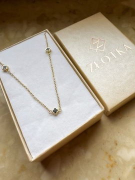 Złoty naszyjnik 585 KONICZYNKI CZARNE - miniatura 3