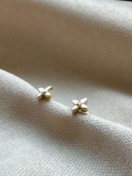 Złote kolczyki 585 KWIATUSZKI Z CYRKONIĄ - miniatura 1