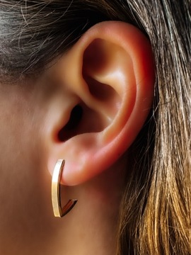 Złote kolczyki 585 ASYMETRYCZNE ŁUKI - miniatura 2