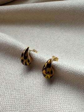 Złote kolczyki 585 KROPLE, KROPELKI PANTERKA - miniatura 1