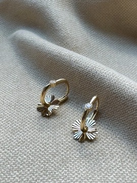 Złote kolczyki 585 OWALNE WISZĄCE - miniatura 1