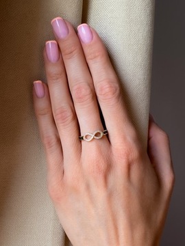 Złoty pierścionek 585 NIESKOŃCZONOŚĆ - miniatura 3