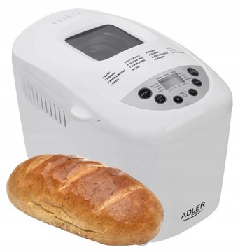 Хлібопічка для хліба adler ad 6019 білий 850 в, фото