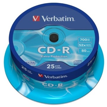 Verbatim cd-r, 43432, extra protection, 25-pack, 700mb, 52x, 80min., 12cm,, фото