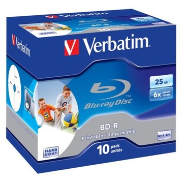 Verbatim bd-r, single layer printable scratchguard plus, 25gb, jewel box, 4, фото