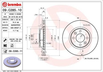 Brembo 09. c285. 11 тормозной диск, фото