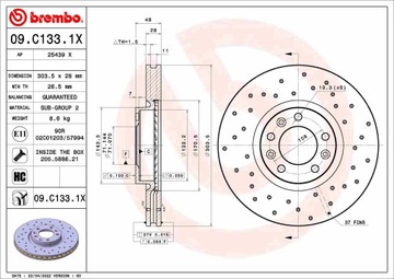 Brembo 09. c133. 1x тормозной диск, фото