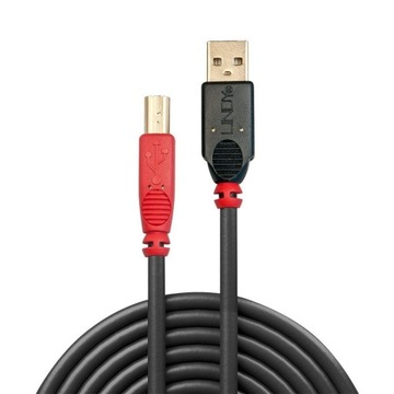 Lindy usb a/usb b 15m кабель usb чорний, червоний, фото