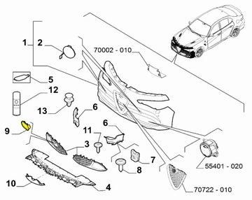 Заглушка радара в kratce бампера переднего alfa romeo giulia рестайлинг 2022 -, фото