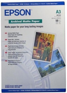Бумага фотографический epson archival matte бумажно, din a3, 189g/m², 50 листов 50 шт.. 250 g/m² матовый, фото