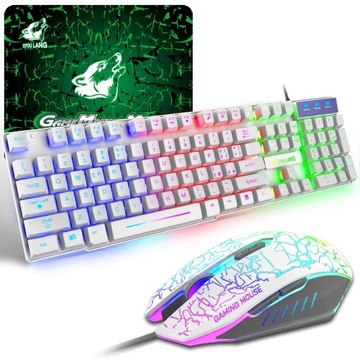 Набір клавіатура i мишка для ігри qwertz rainbow led, фото