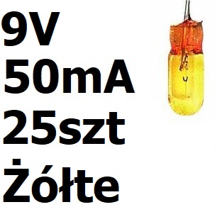 Лампочка мініатюрна жовтого кольору 3x7mm 9v 50ma 25шт., фото