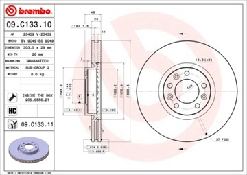 Brembo 09. c133. 11 тормозной диск, фото