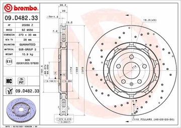 Brembo 09. d482. 33 тормозной диск, фото