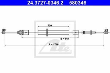 Brake cable rear lp 1716mm ate 24.3727-0346.2, buy