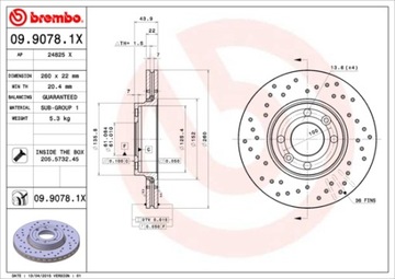 Brembo комплект диска тормозных bre, 09.9078. 1x, фото