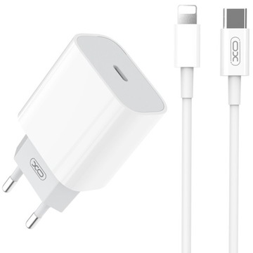 Зарядка мережа xo-l77 usb-c 3a кабель lightning 20w, фото