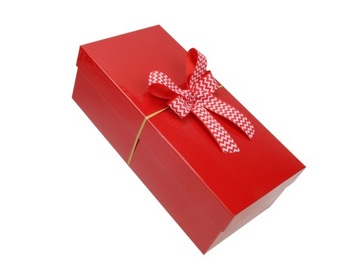 Декоративная подарочная коробка с бантом красный m1