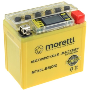 АККУМУЛЯТОР ГЕЛЬ LCD MTX5L-BS, YTX5L-BS, 5Ah MORETTI
