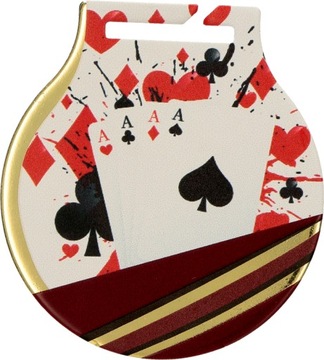 Медаль барвисті карти покер Бридж 5см + стулка + гр
