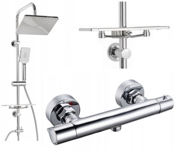 Deszczownica 26 cm PÓŁKA + bateria TERMOSTATYCZNA