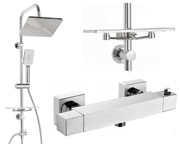 Deszczownica 26 cm PÓŁKA bateria TERMOSTAT cubic