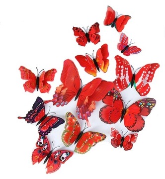 3D наклейки на стену - бабочки бабочки-Красный