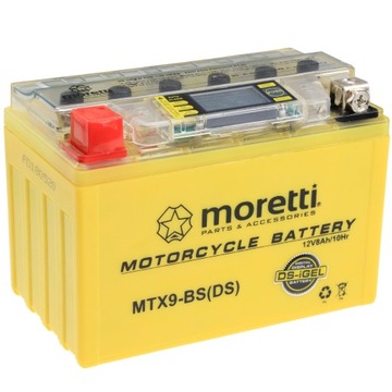 АККУМУЛЯТОР ГЕЛЬ LCD MTX9-BS, YTX9-BS 8Ah MORETTI