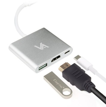 АДАПТЕР-КАБЕЛЬ 3 в 1 ТИП C USB + USB + HDMI 4K Vayox