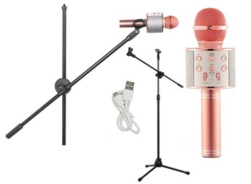 Микрофон караоке 858 с динамиком BT Rose + штатив