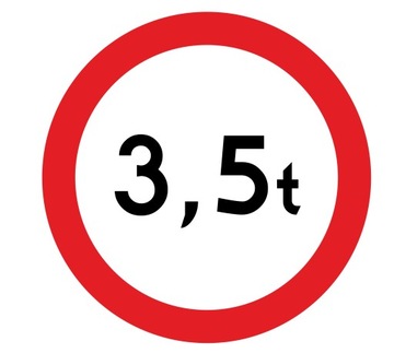Знак B18 заборонено в'їзд транспортних засобів масою 3,5 т 600 мм