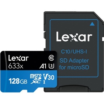 Lexar microSDXC 128GB 633x 100Mb / s UHS-я A1 V30 + SD адаптер
