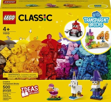LEGO Classic 11013 креативні прозорі будівельні блоки 500 шт Набір для 4+