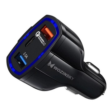 USB автомобильное зарядное устройство QC 3.0 2xusb + ТИП C ча