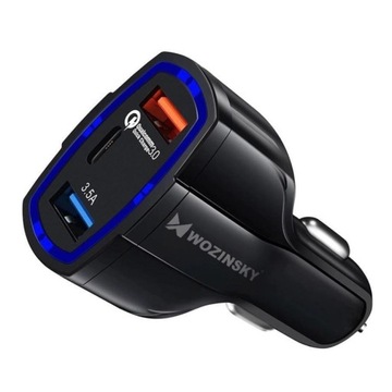 USB автомобильное зарядное устройство QC 3.0 2xUSB + тип C