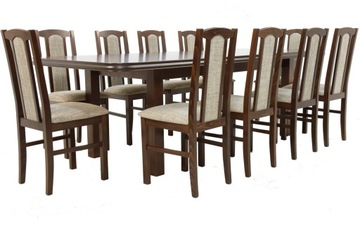 Раскладной стол и 10 стульев из дерева цвет орех